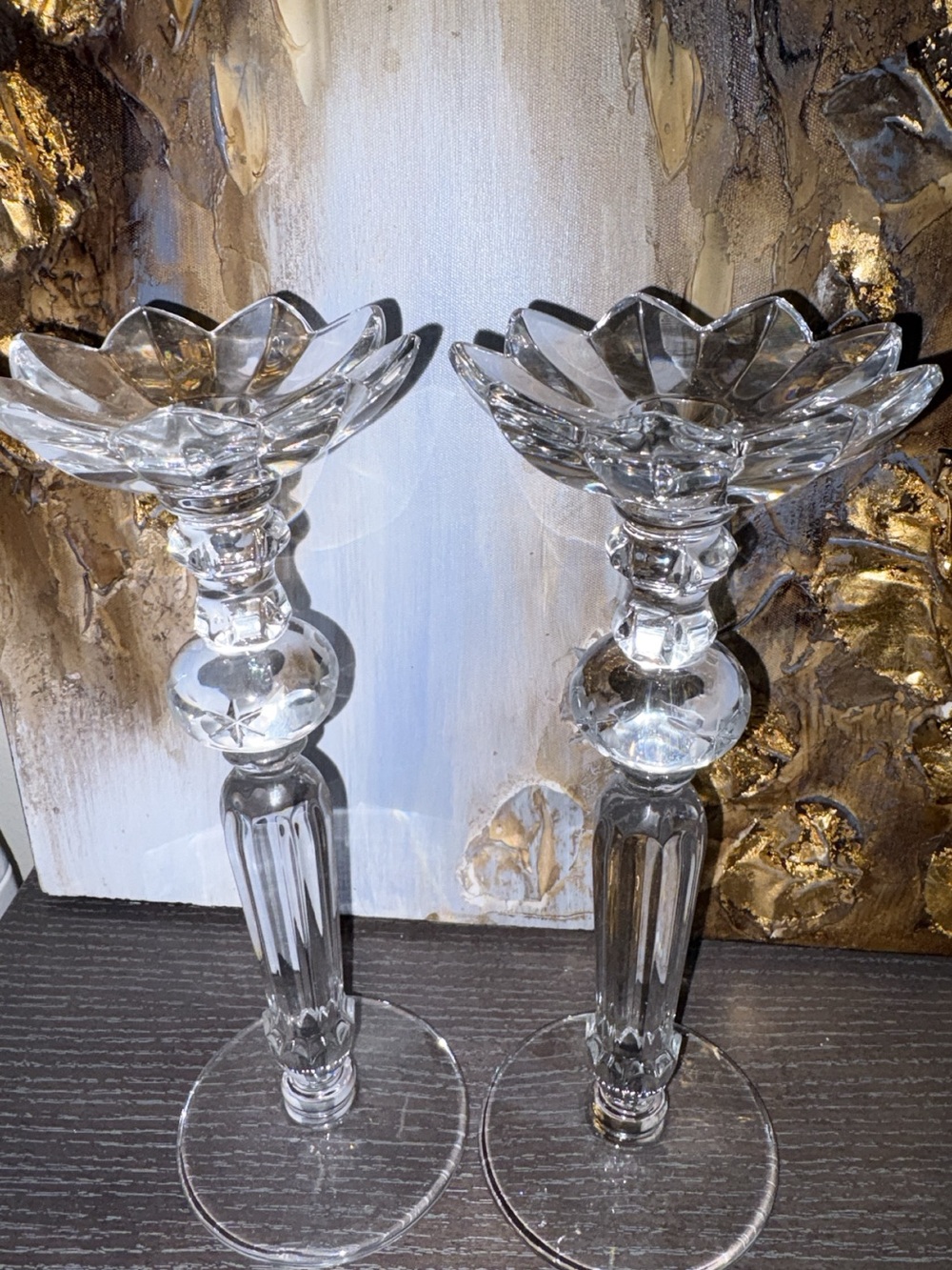 Gorham Chantilly Crystal candle holders with flower details